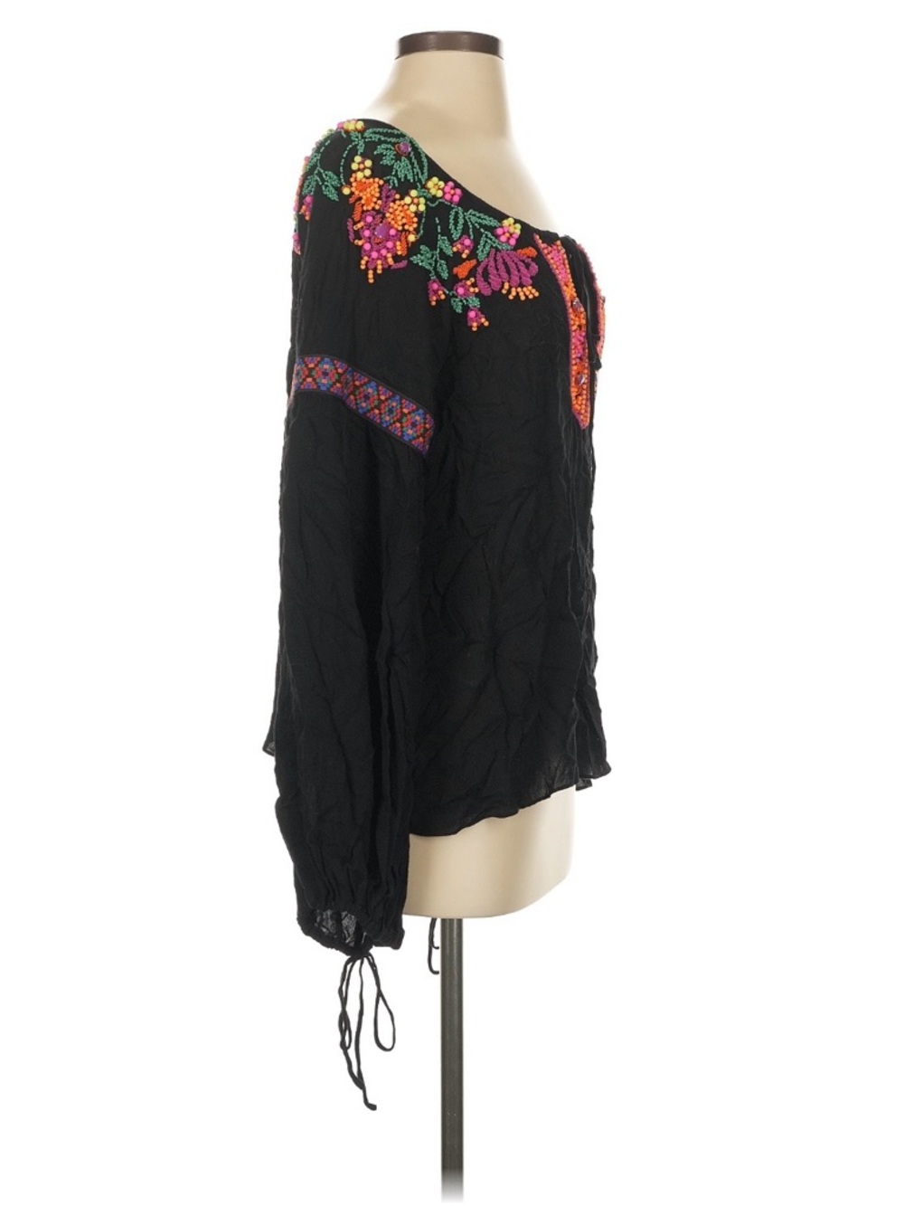 PatBO Black Beaded Long Sleeve Tunic Top ~ Sz 4 - Picture 4 of 6